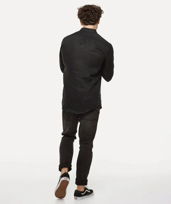 Industrie The Tennyson Linen Blend L/S Shirt - Black