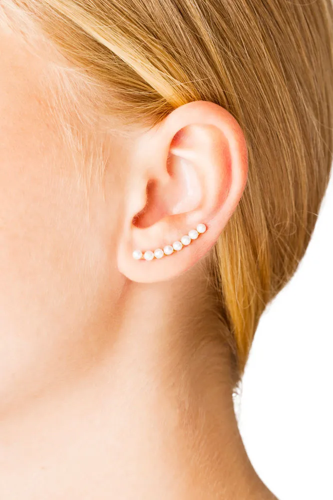 Iris long Gold Plated Earring w. Pearls
