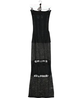 Jaded London Black Venus Knit Mix Halter Neck Maxi Dress UK XS