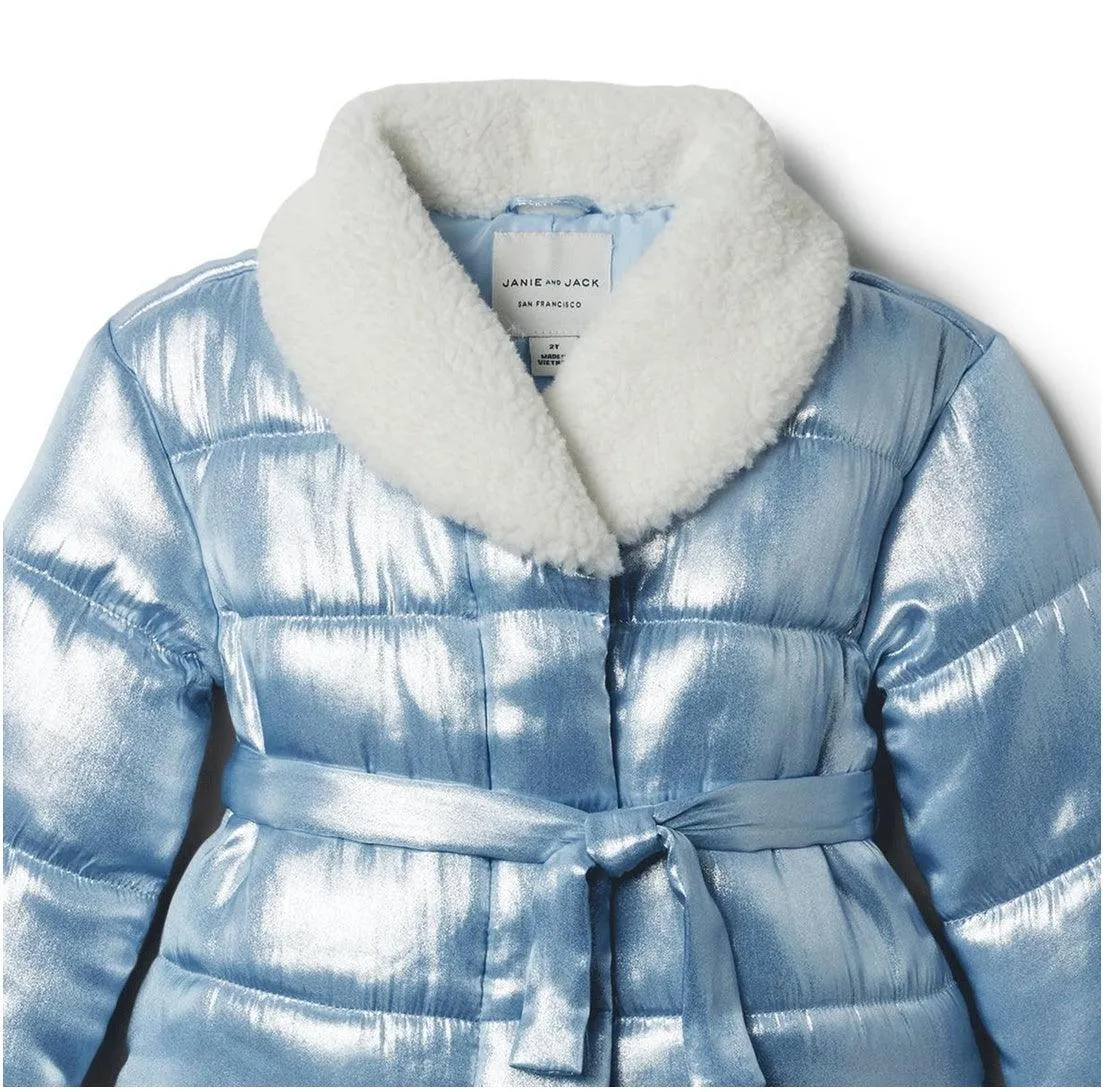 Jaqueta Acolchoada Infantil Janie and Jack Sherpa Metallic