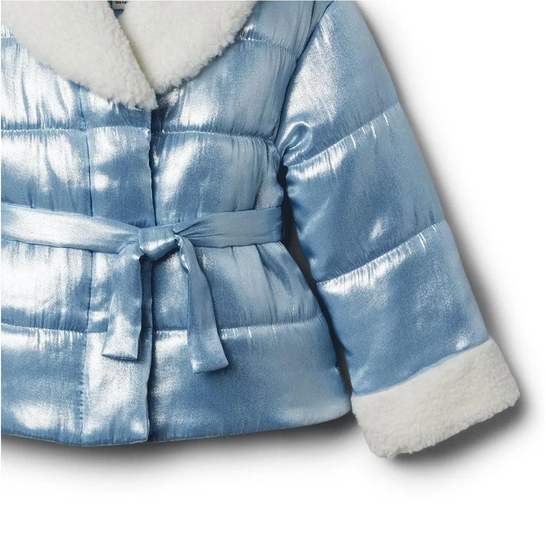 Jaqueta Acolchoada Infantil Janie and Jack Sherpa Metallic