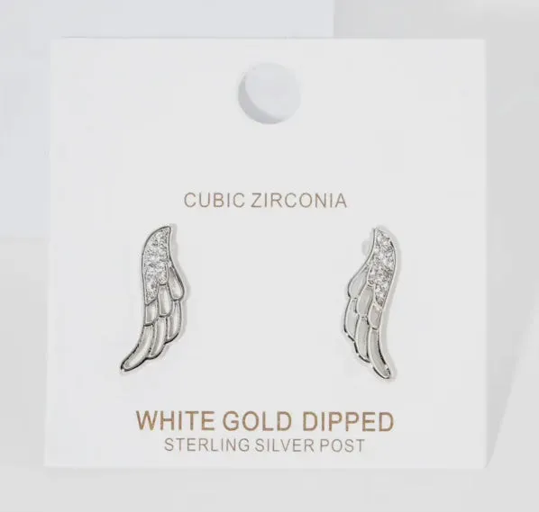 Jewelry - Cz Embellished Angel Wing Ear Crawlers, Gold or Silver