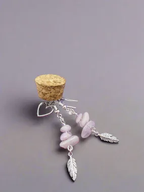 Kunzite and crystal earrings with feather detail by JENNY14
