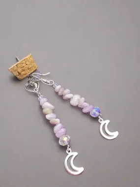 Kunzite and crystal earrings with moon detail by JENNY13