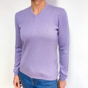 Lavender Cashmere V-Neck Jumper Medium