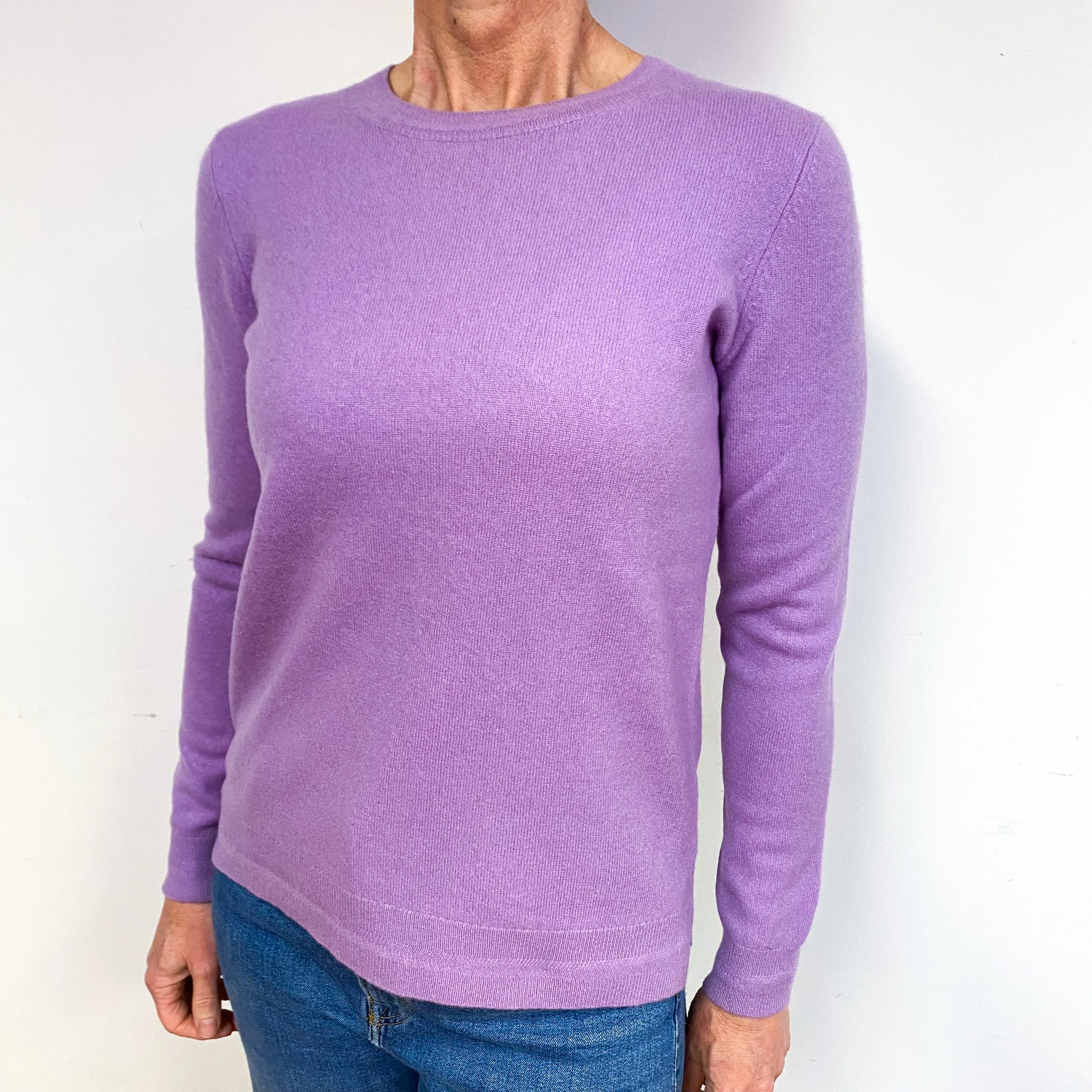 Lavender Pink Cashmere Crew Neck Jumper Medium