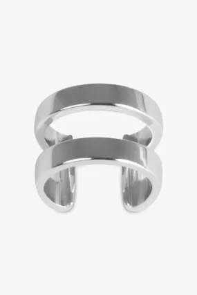 Linear Double Band Ear Cuff | Silver