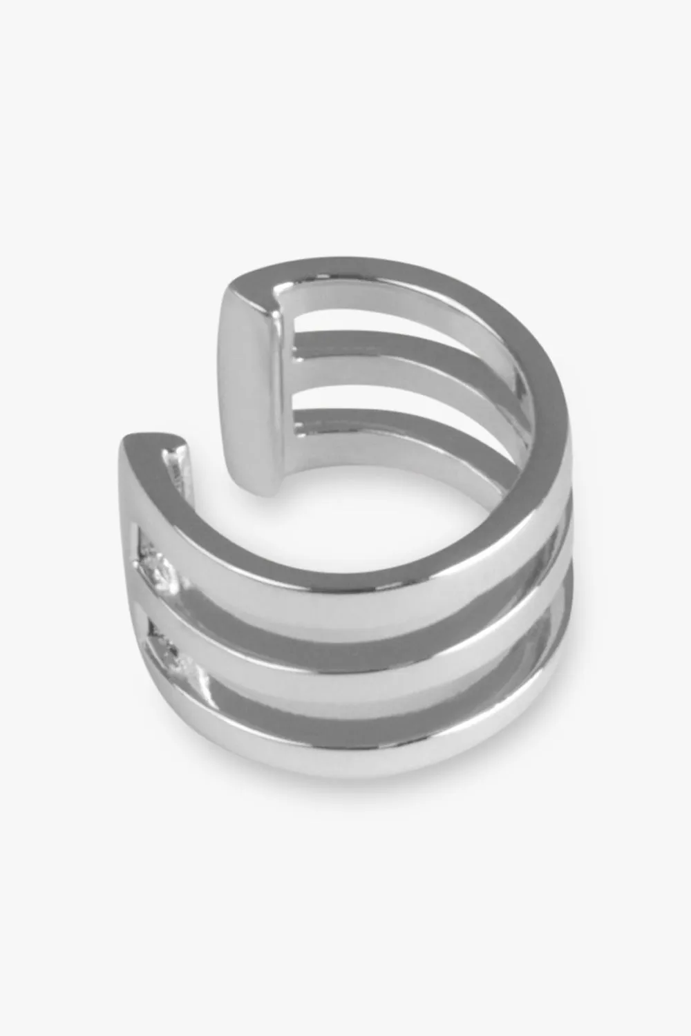 Linear Triple Band Ear Cuff | Silver