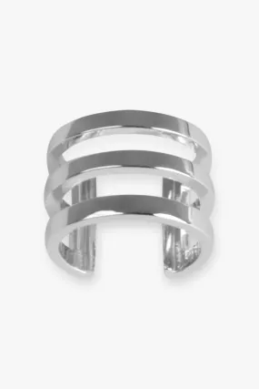 Linear Triple Band Ear Cuff | Silver