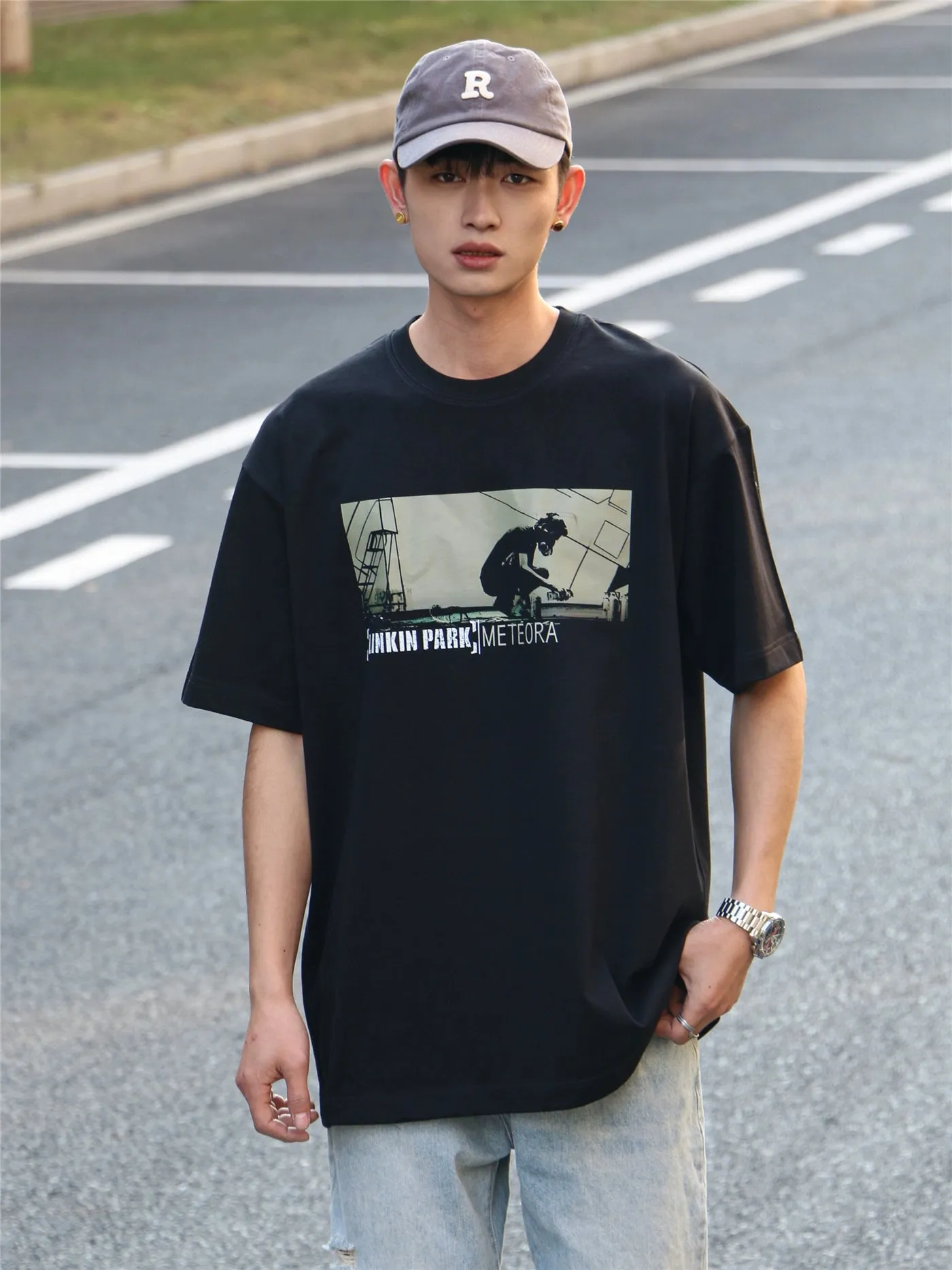 Linkin Park Meteora T-Shirt – Retro Rock Band Tee for Men – American Street Style Short Sleeve