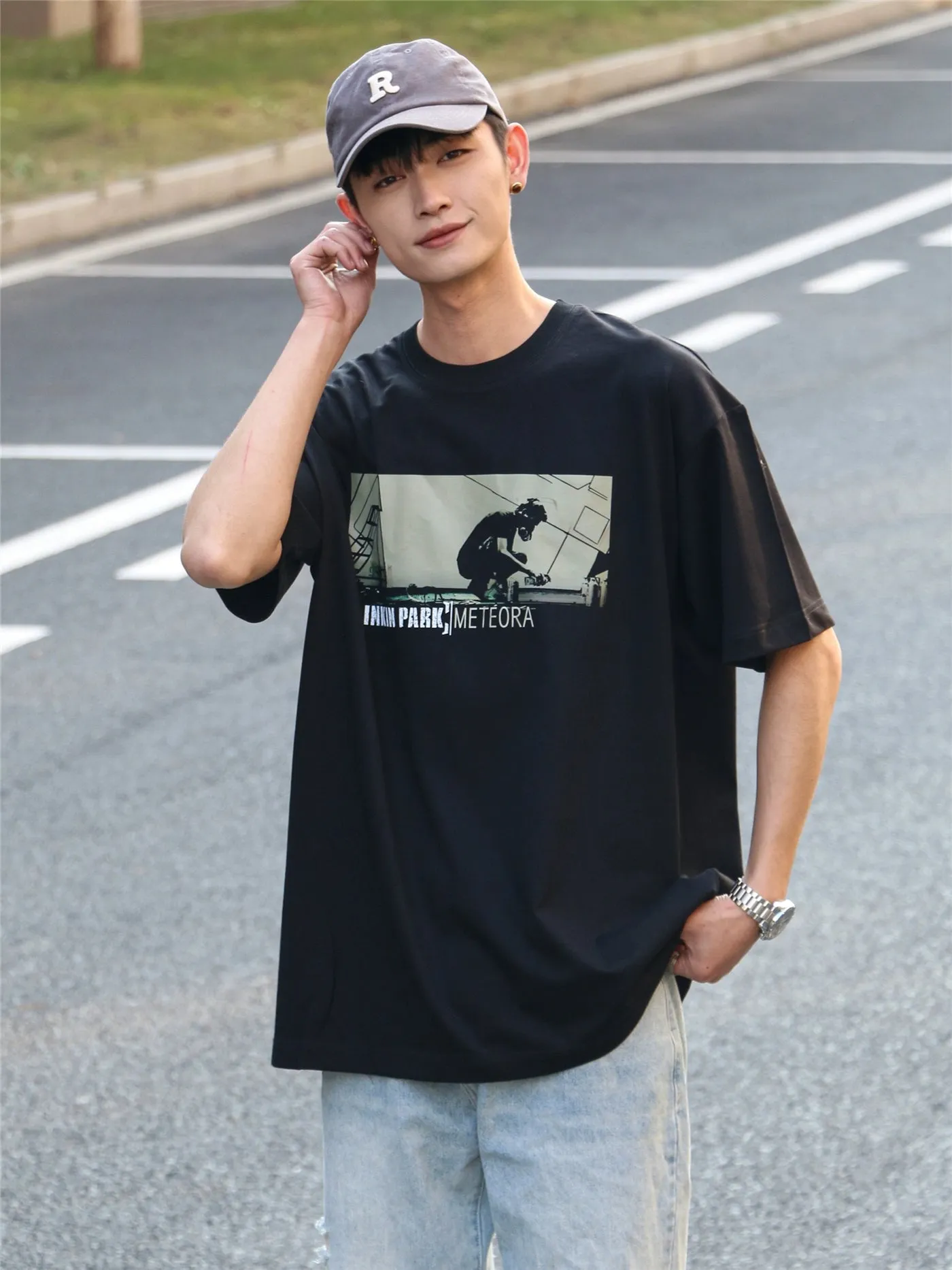 Linkin Park Meteora T-Shirt – Retro Rock Band Tee for Men – American Street Style Short Sleeve