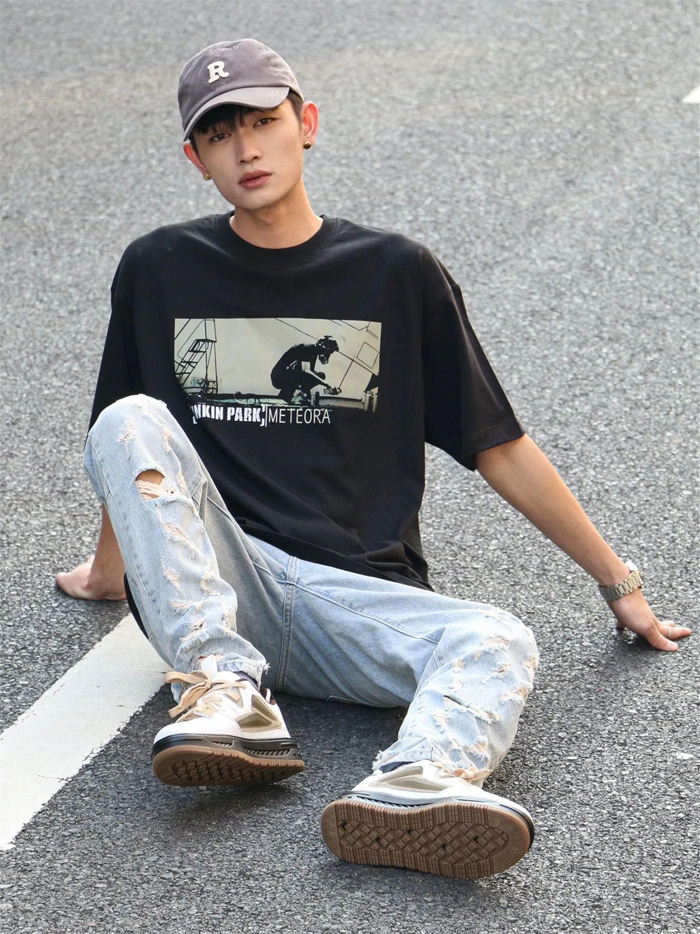 Linkin Park Meteora T-Shirt – Retro Rock Band Tee for Men – American Street Style Short Sleeve