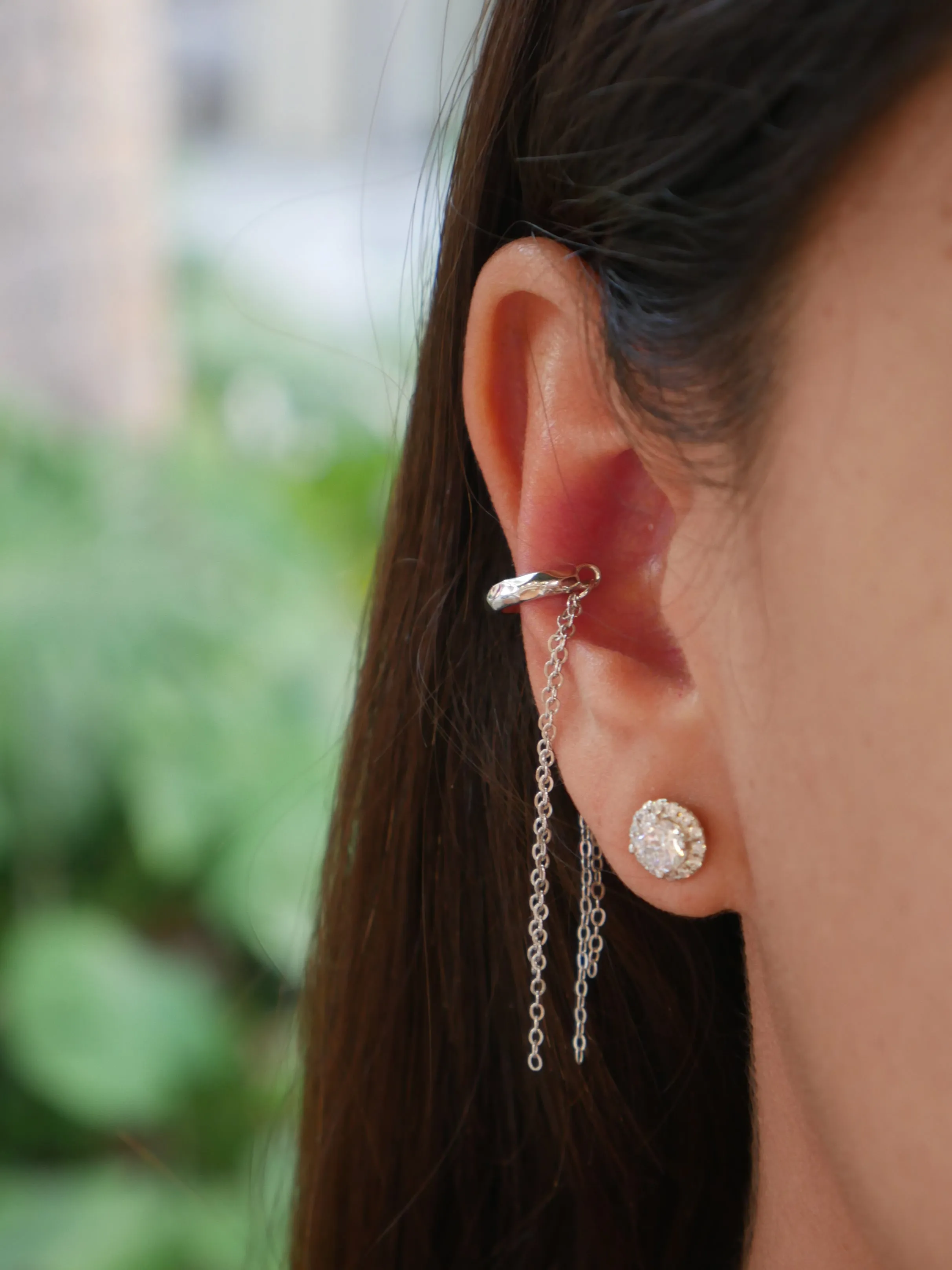Long Tassel Ear Cuffs (non pierced) waterproof .925 Sterling Silver Ear Cuff Earrings
