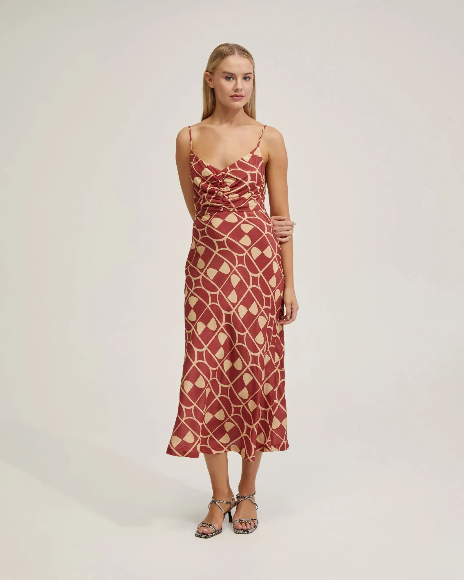 Loren Geo Print Slip Dress
