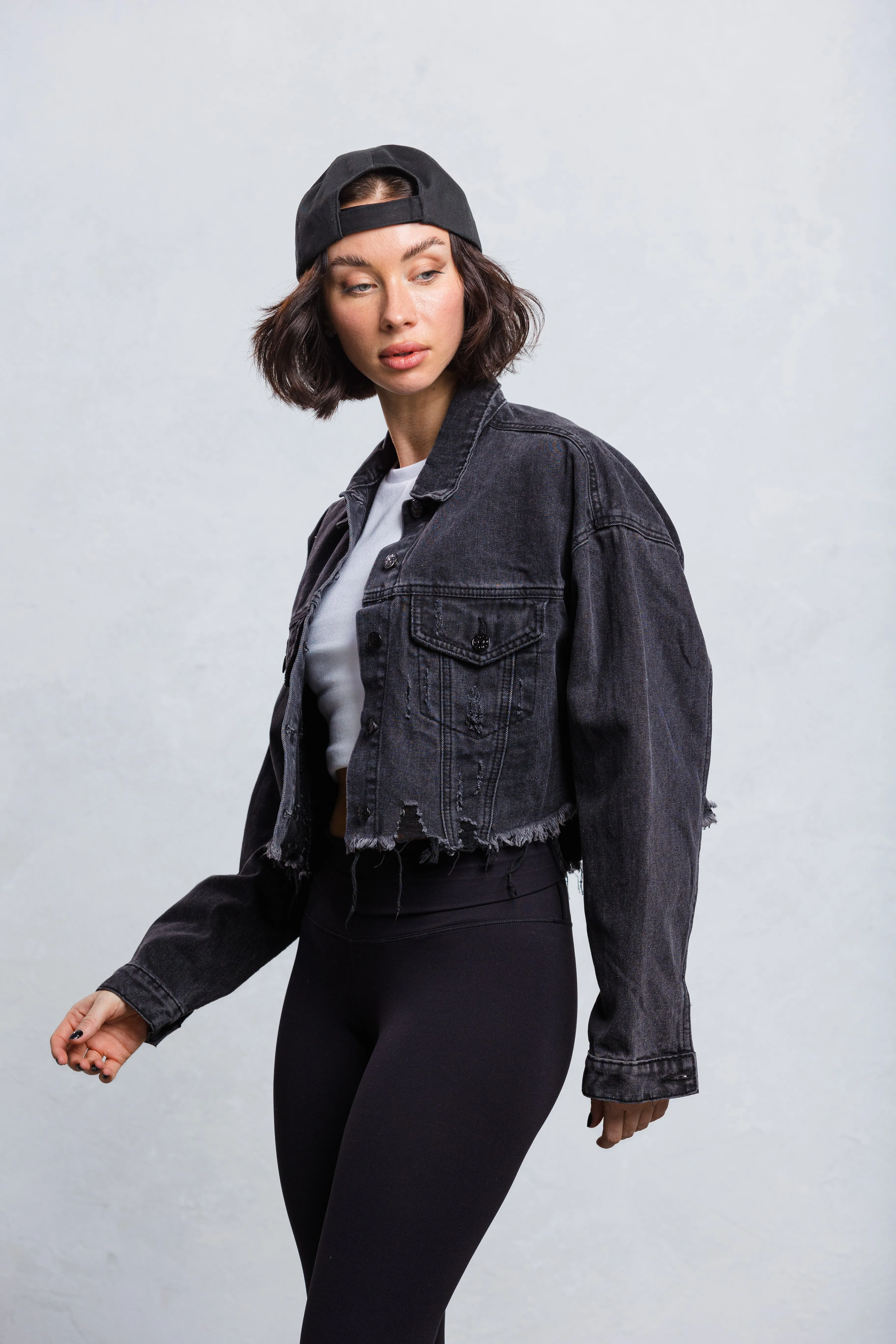LOVE IS LOVE Crop Denim Jacket