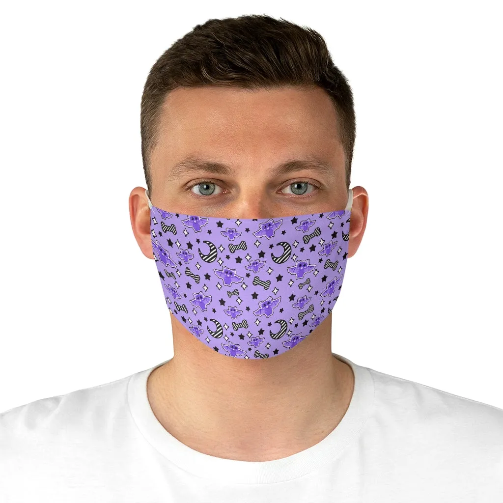 Magical kawaii spooky bats purple fabric face mask