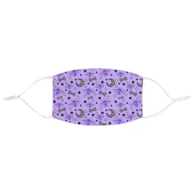 Magical kawaii spooky bats purple fabric face mask