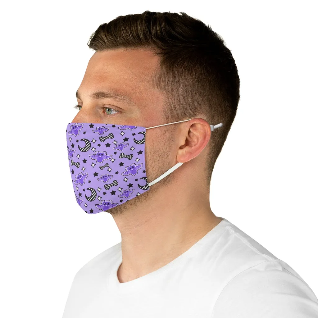 Magical kawaii spooky bats purple fabric face mask
