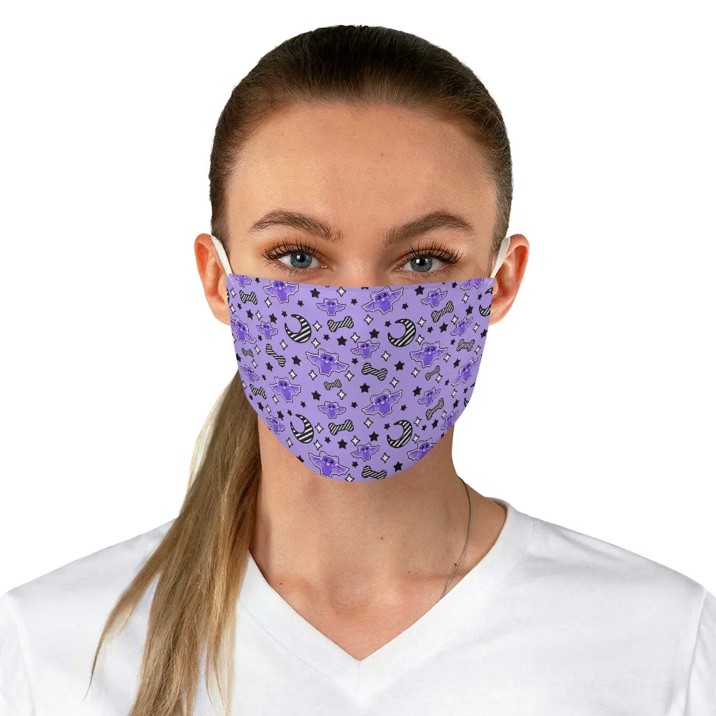 Magical kawaii spooky bats purple fabric face mask