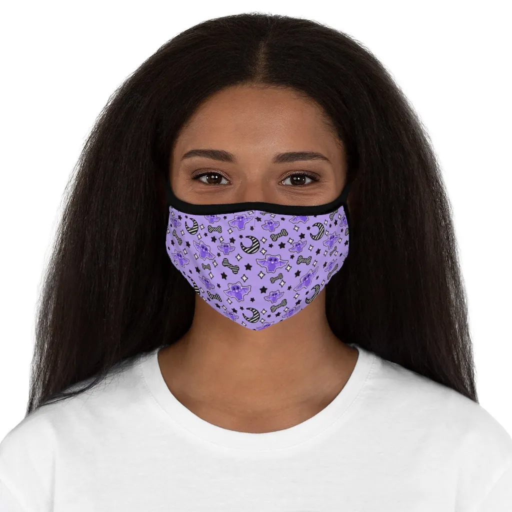 Magical kawaii spooky bats purple Fitted Polyester Face Mask