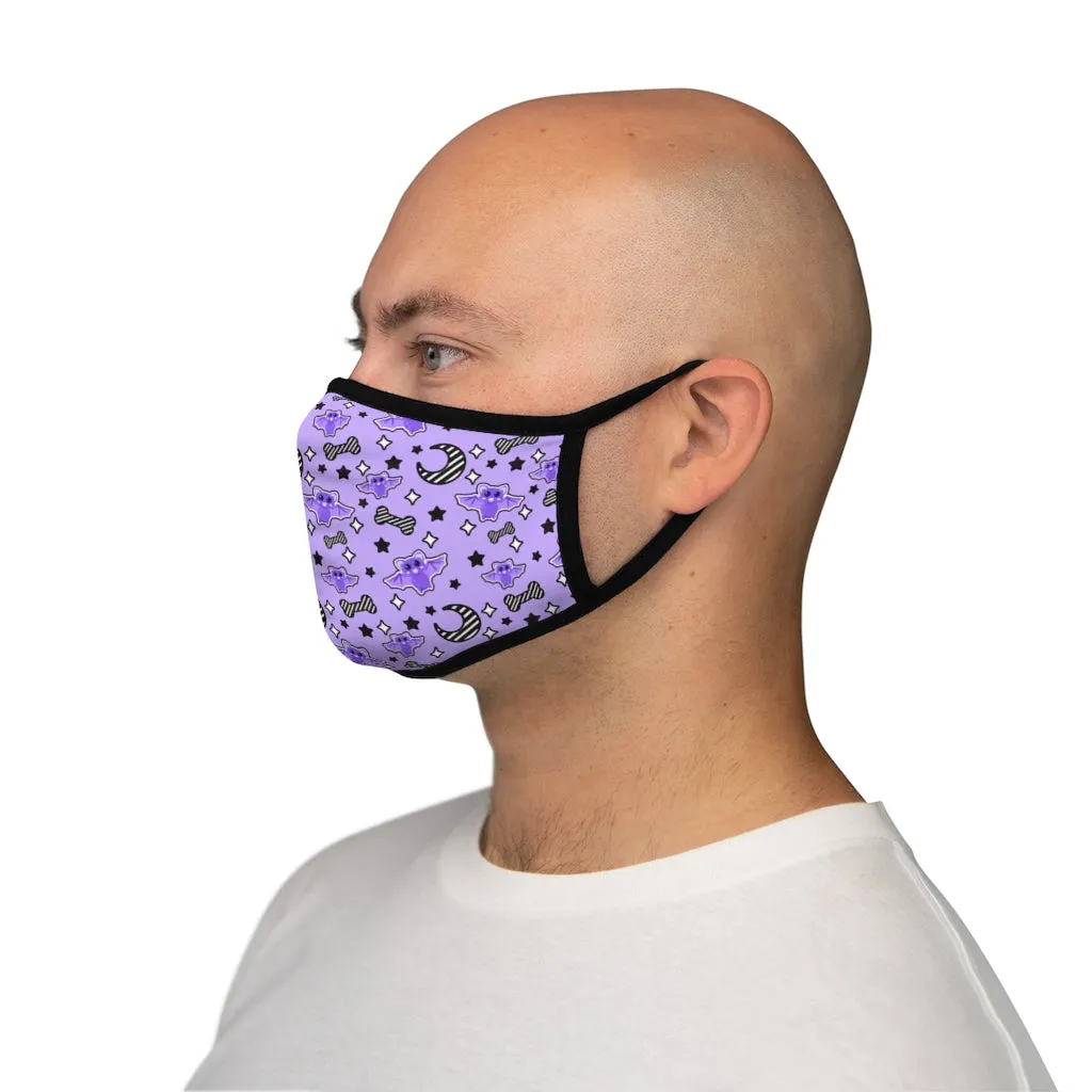 Magical kawaii spooky bats purple Fitted Polyester Face Mask