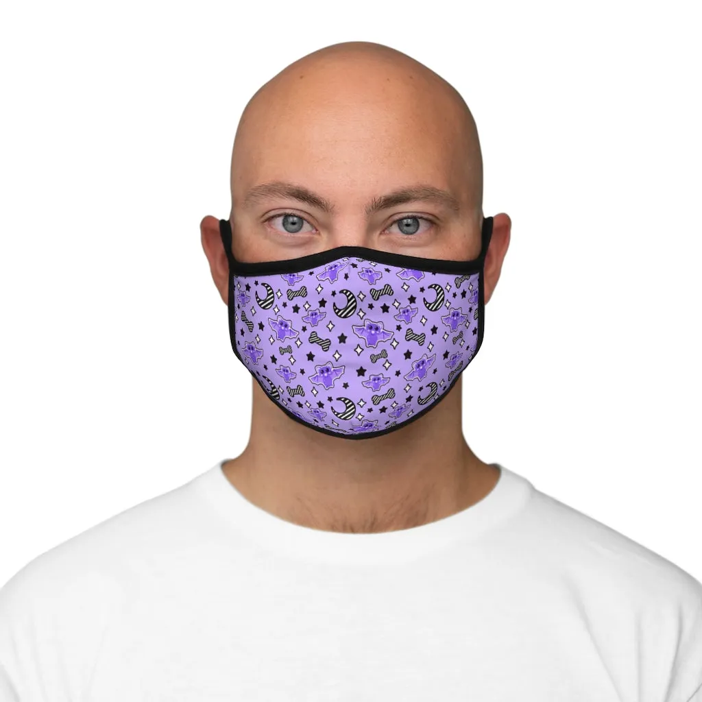 Magical kawaii spooky bats purple Fitted Polyester Face Mask