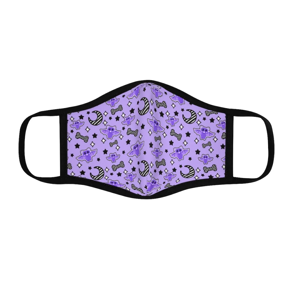 Magical kawaii spooky bats purple Fitted Polyester Face Mask