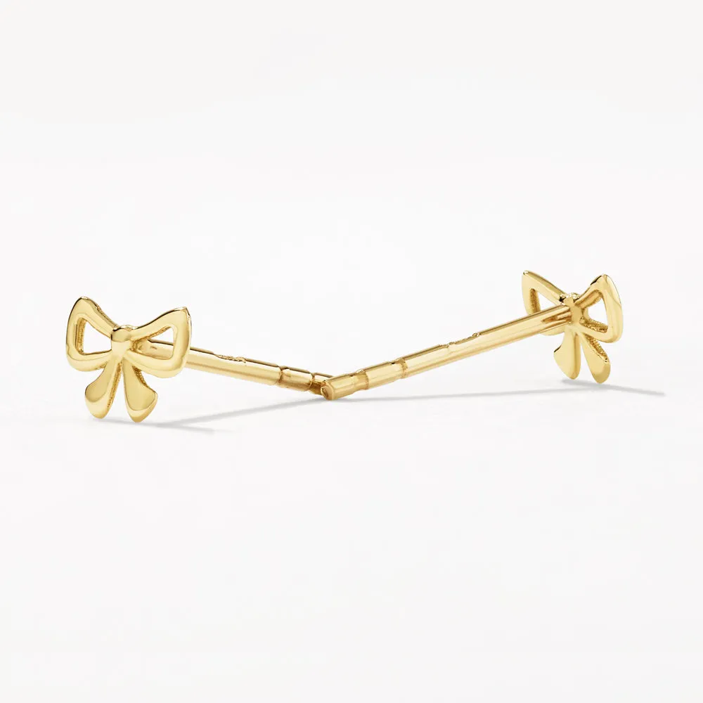 Medley x Dinnara Micro Bow Stud Earrings in 10k Gold