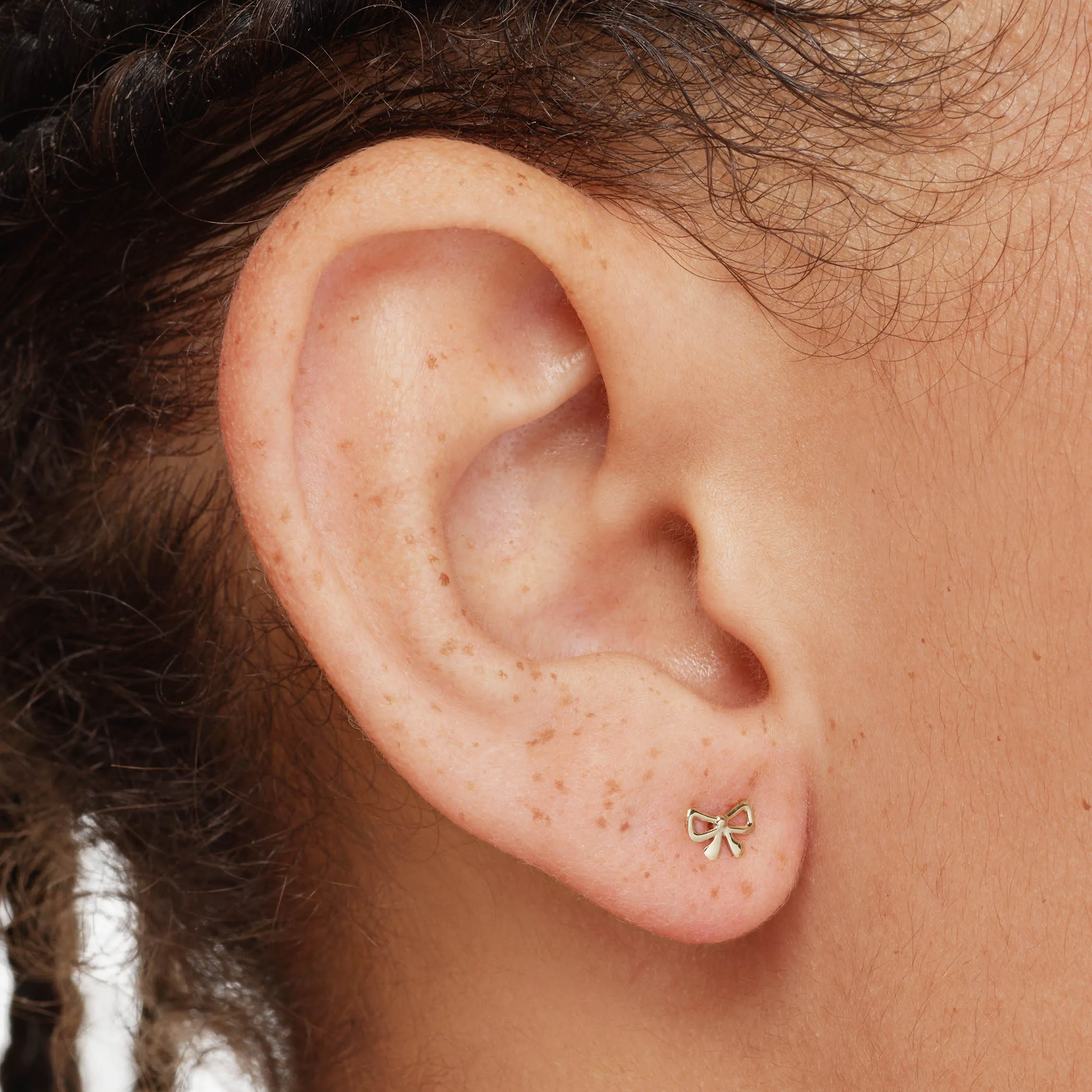 Medley x Dinnara Micro Bow Stud Earrings in 10k Gold