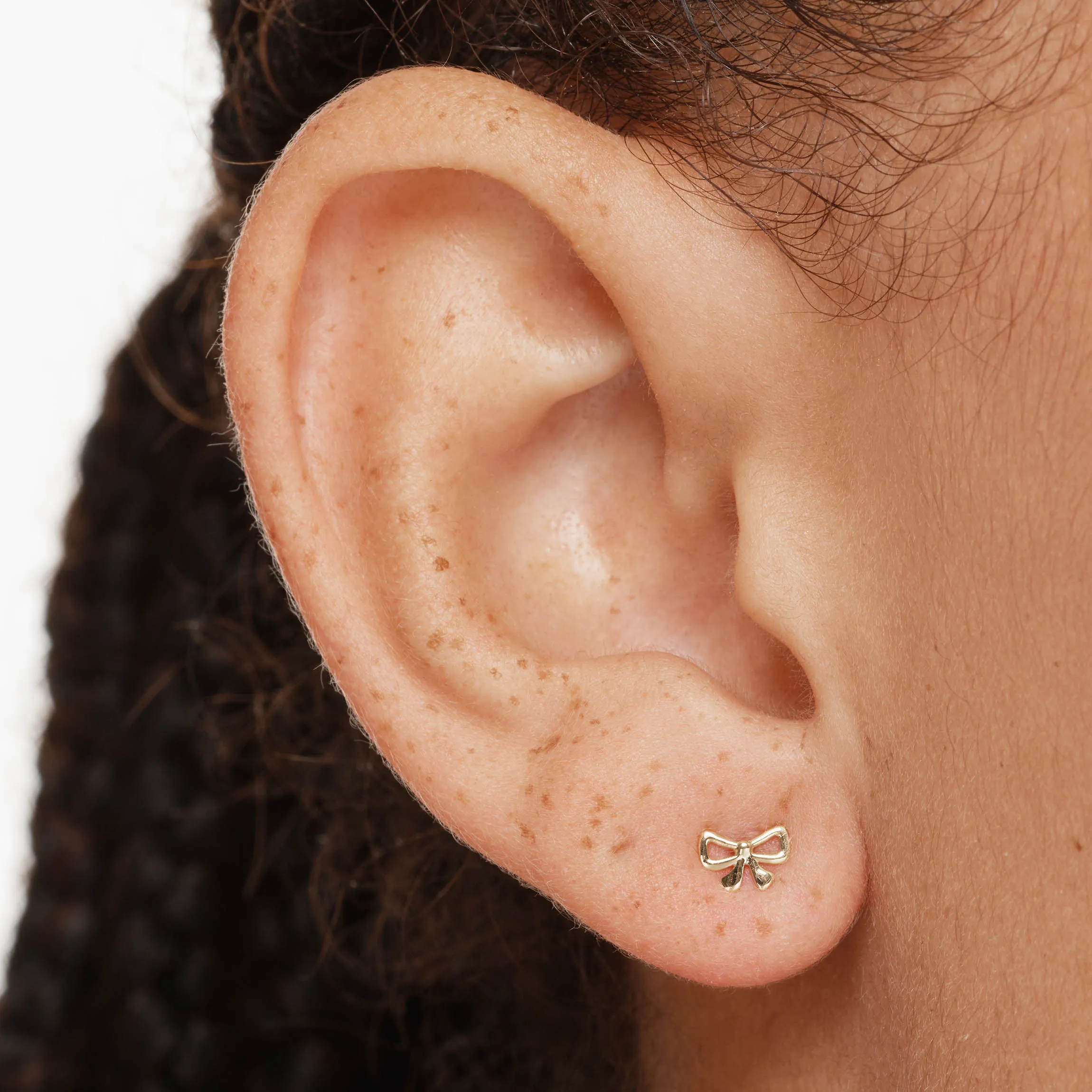 Medley x Dinnara Micro Bow Stud Earrings in 10k Gold