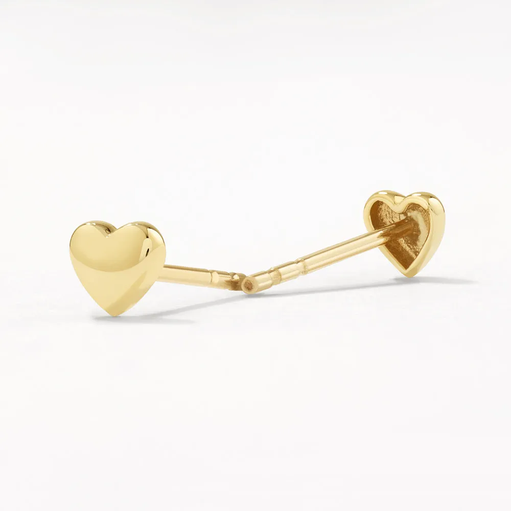 Micro Heart Stud Earrings in 10k  Gold