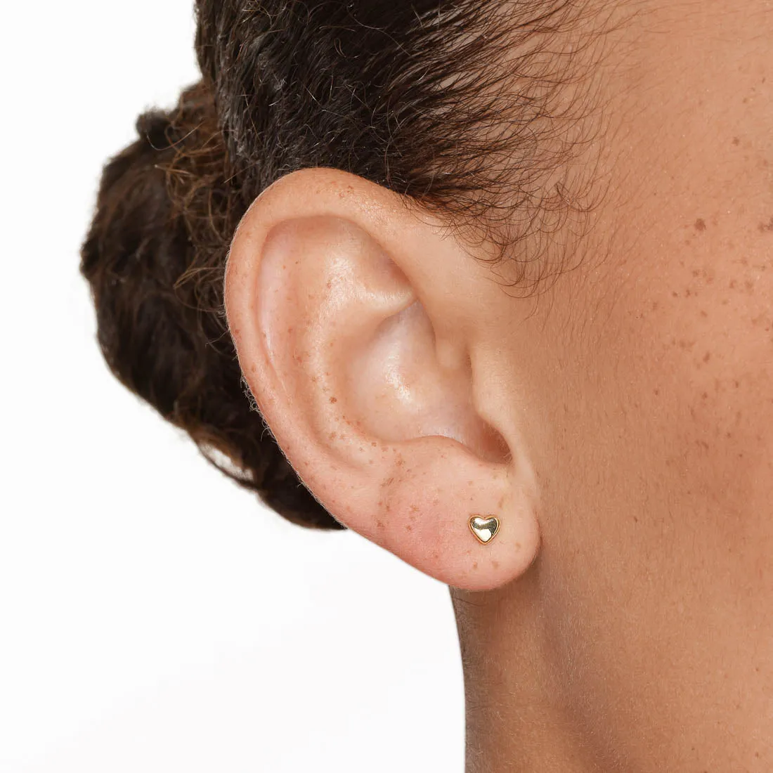 Micro Heart Stud Earrings in 10k  Gold