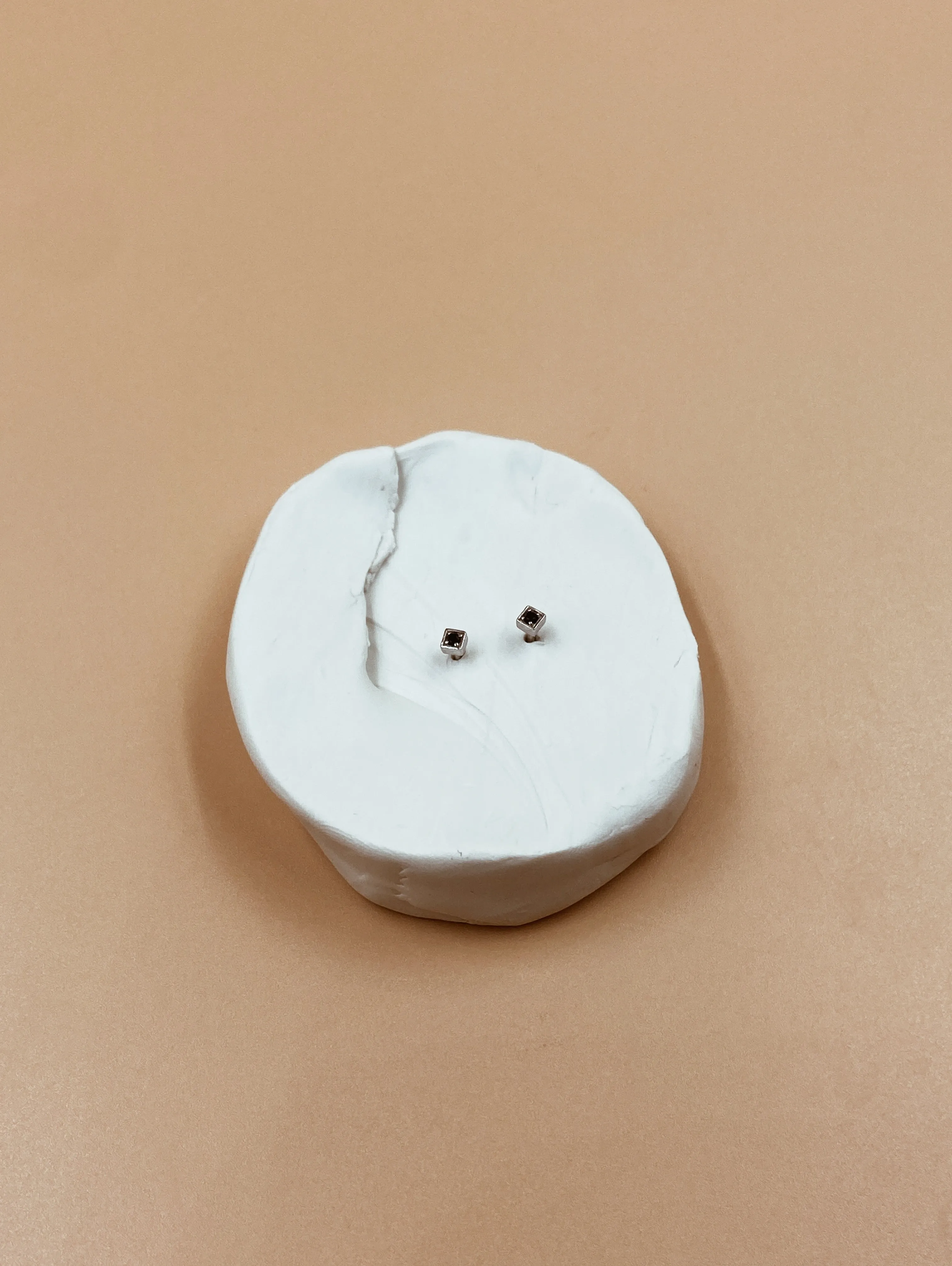Mini Kappu Square Studs in Silver Tone