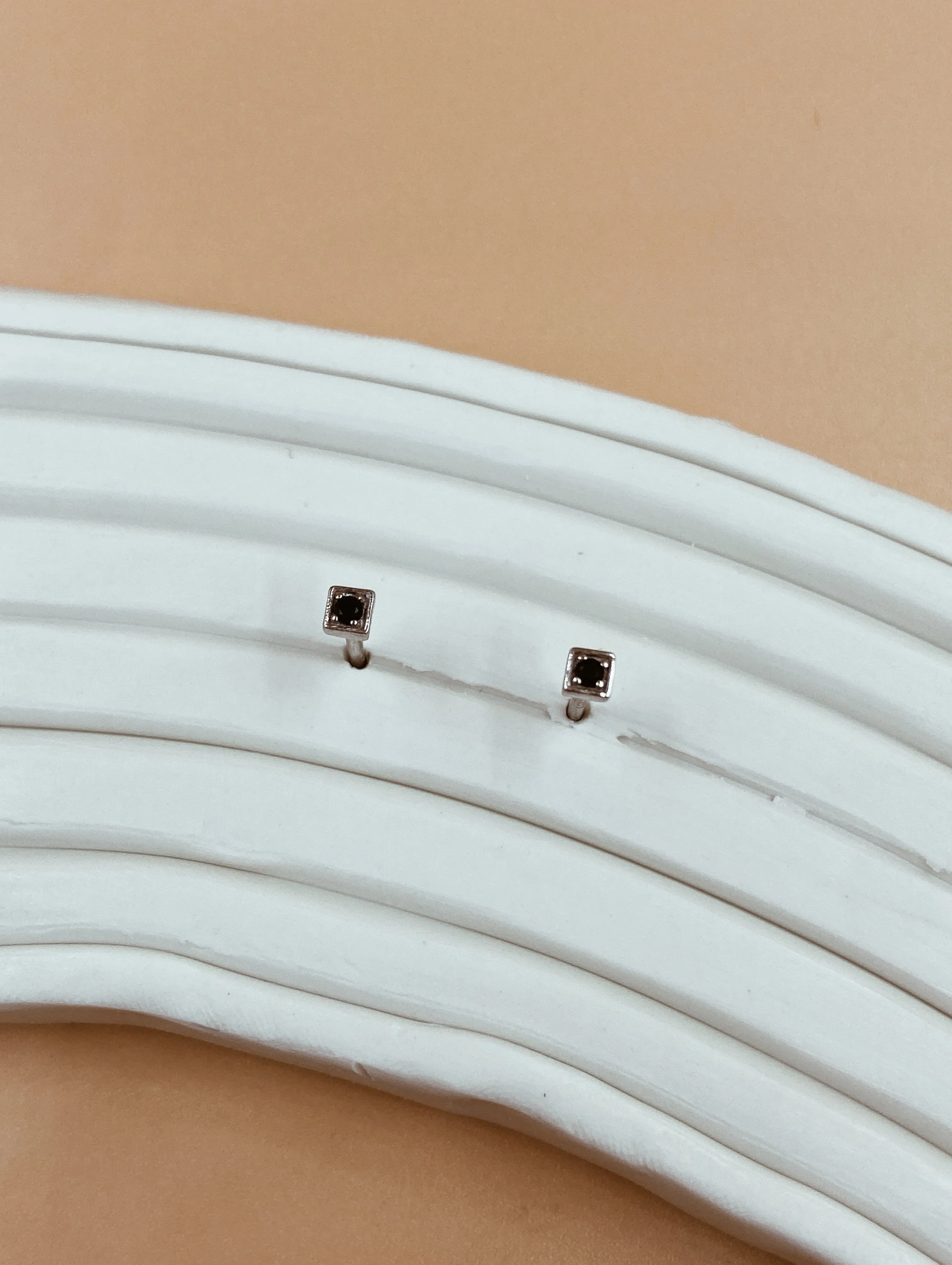 Mini Kappu Square Studs in Silver Tone