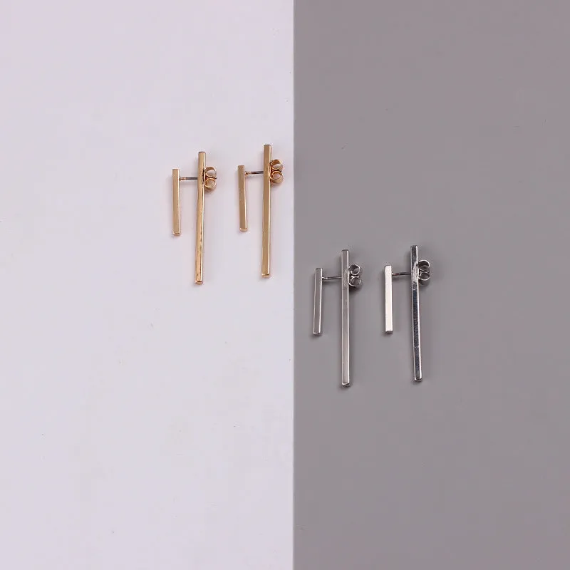 Minimalism Gold Silver Punk Simple Bar Earrings For Women Geometry Ear Earrings Fine Jewelry