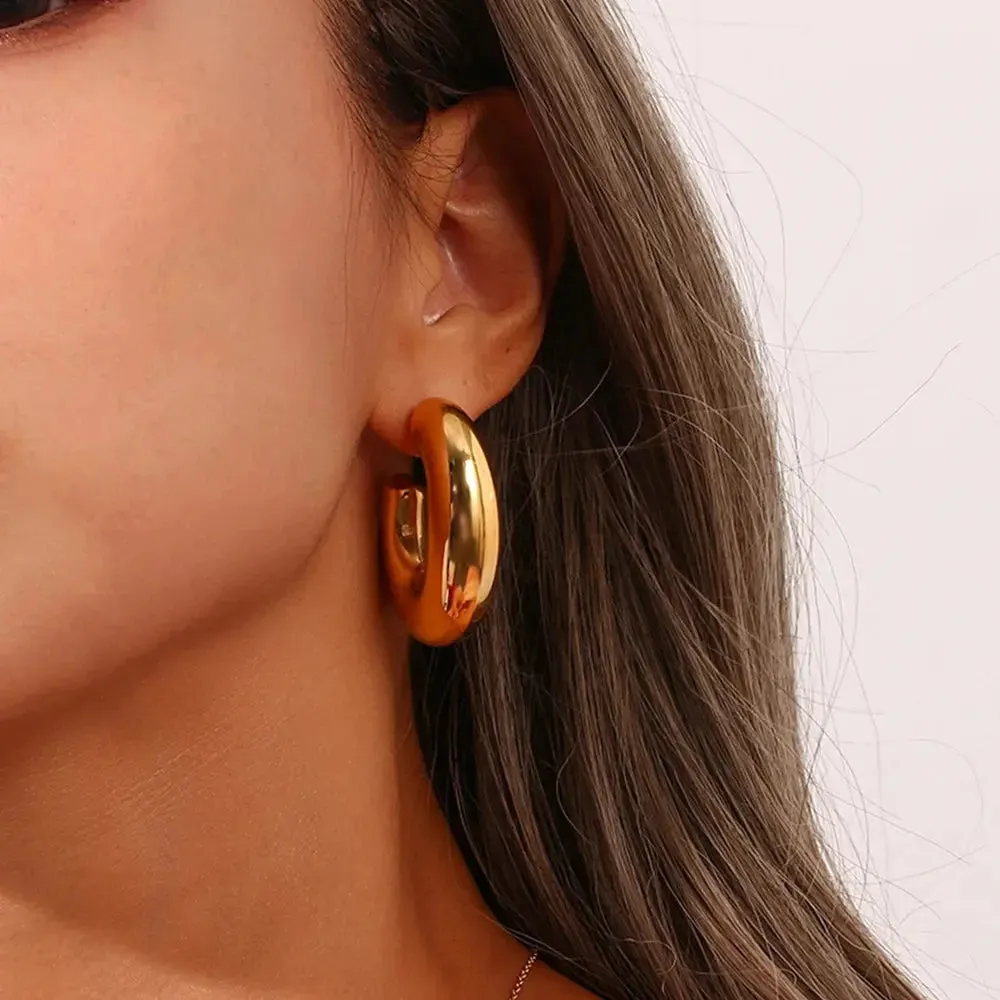 Minimalist Gold Big Hoop Clip Earrings  Circle Non Pierced Earrings