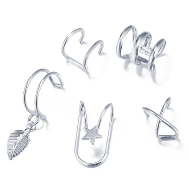 Modyle 2021 Fashion Butterfly Clip Earrings Ear hook Silver Color Ear Clips Double pierced Earring Earrings Women Girls Jewelry