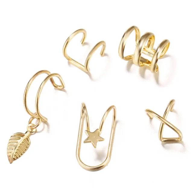 Modyle 2021 Fashion Butterfly Clip Earrings Ear hook Silver Color Ear Clips Double pierced Earring Earrings Women Girls Jewelry