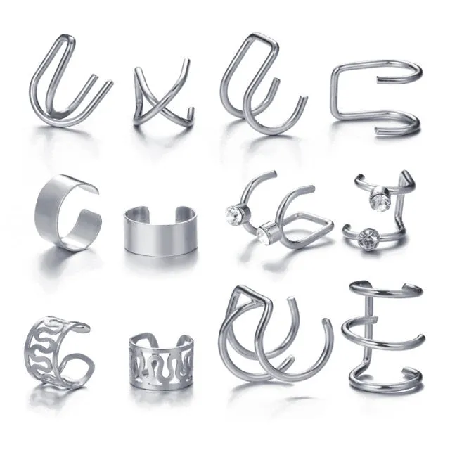 Modyle 2021 Fashion Butterfly Clip Earrings Ear hook Silver Color Ear Clips Double pierced Earring Earrings Women Girls Jewelry