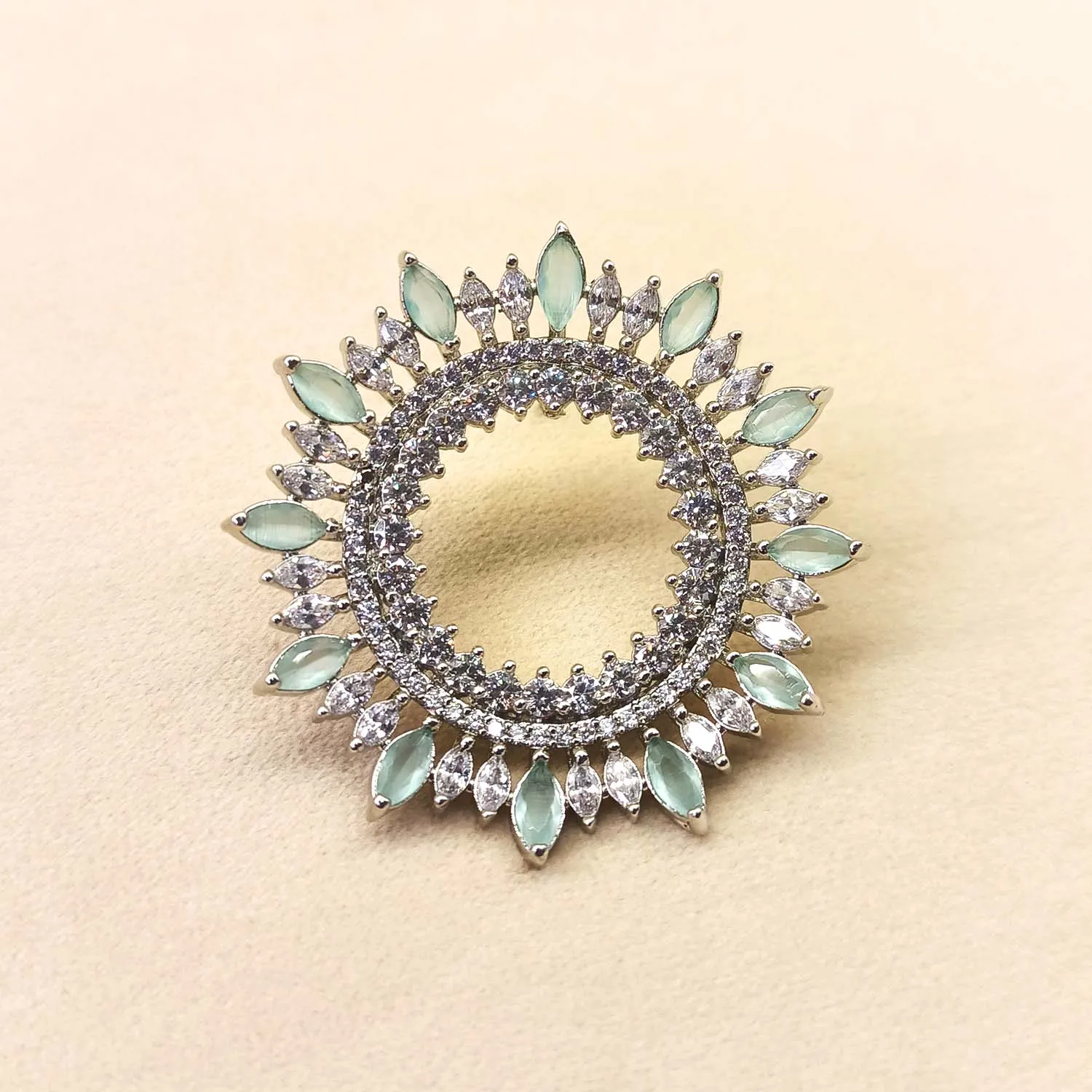 Monika Light Green American Diamond Silver Plated Tops