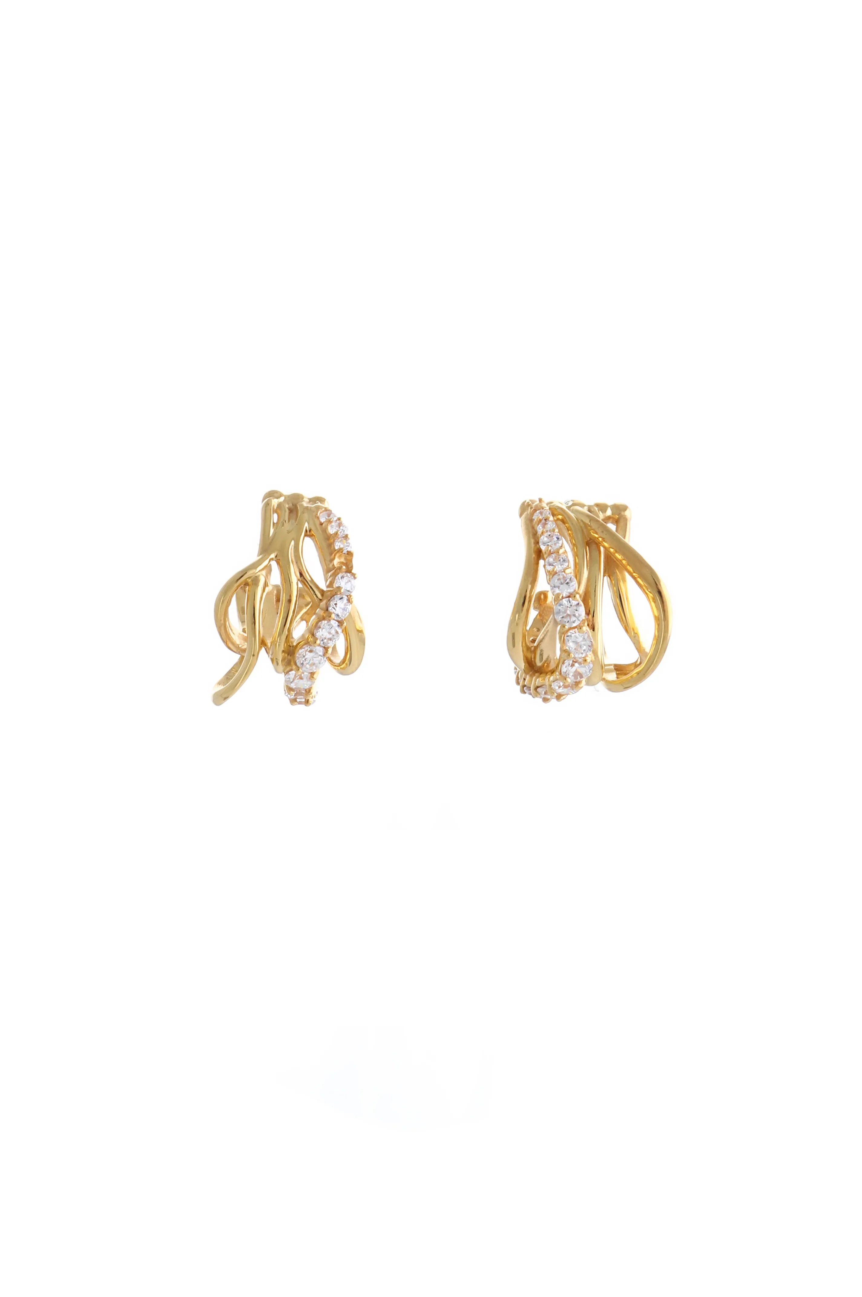 MULTI WAVE HOOP EARRINGS WITH PAVE STONES