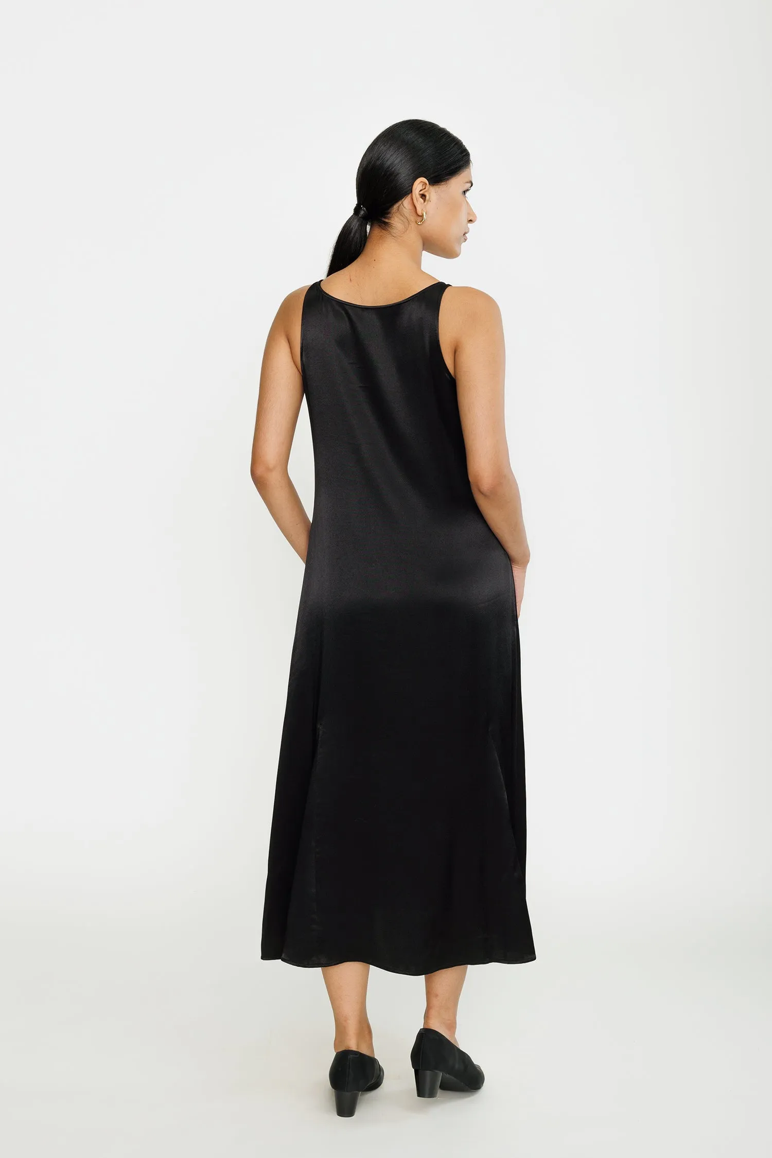 Multi-way Satin Midi Dress - Black