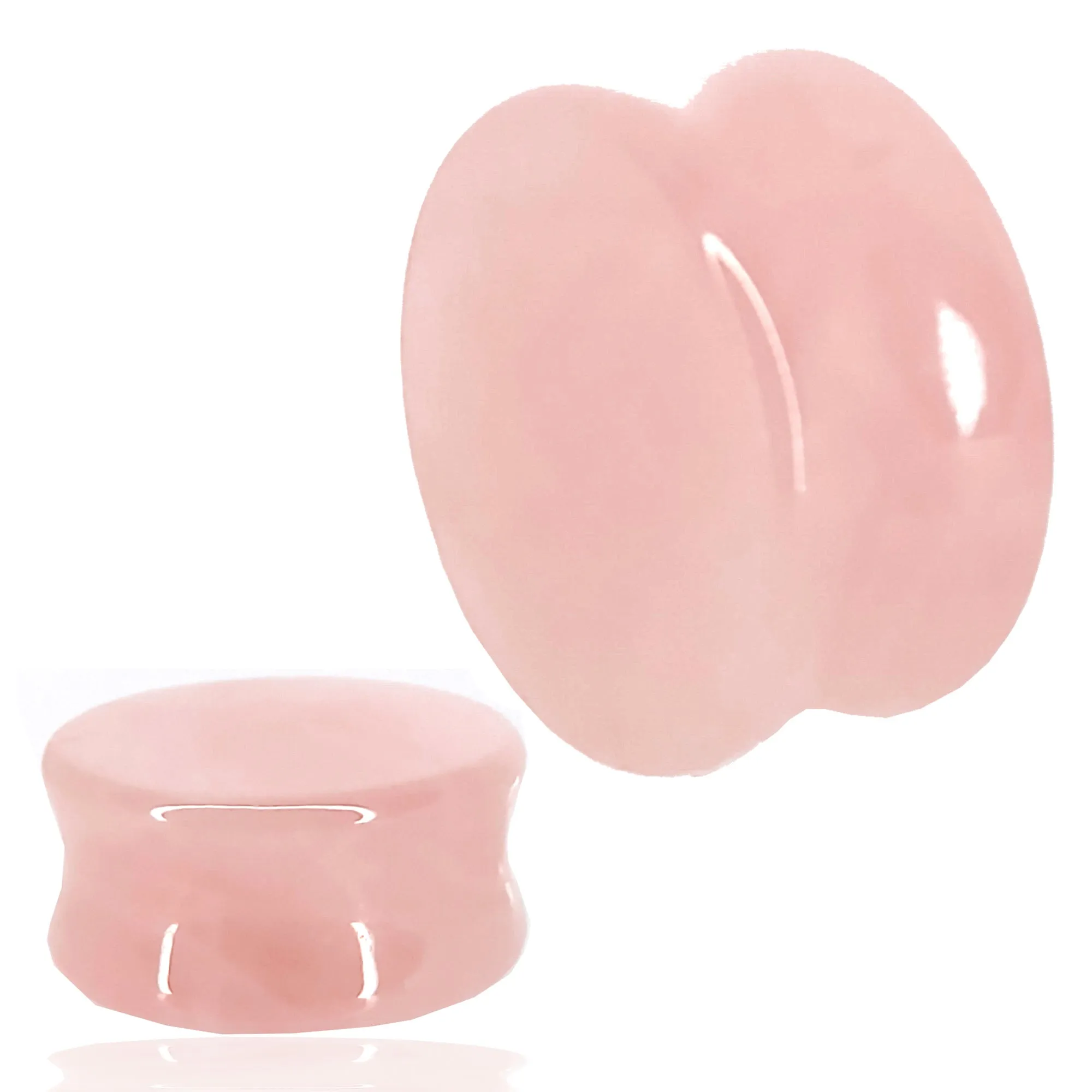 Natural Stone Rose Quarts Double Flare Plugs | Gauges