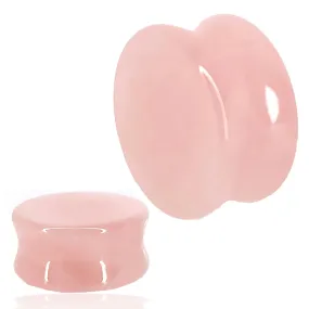 Natural Stone Rose Quarts Double Flare Plugs | Gauges