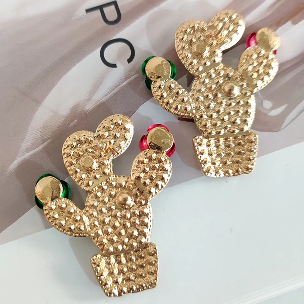 New Green Cactus Fairy Grunge Stud Earrings