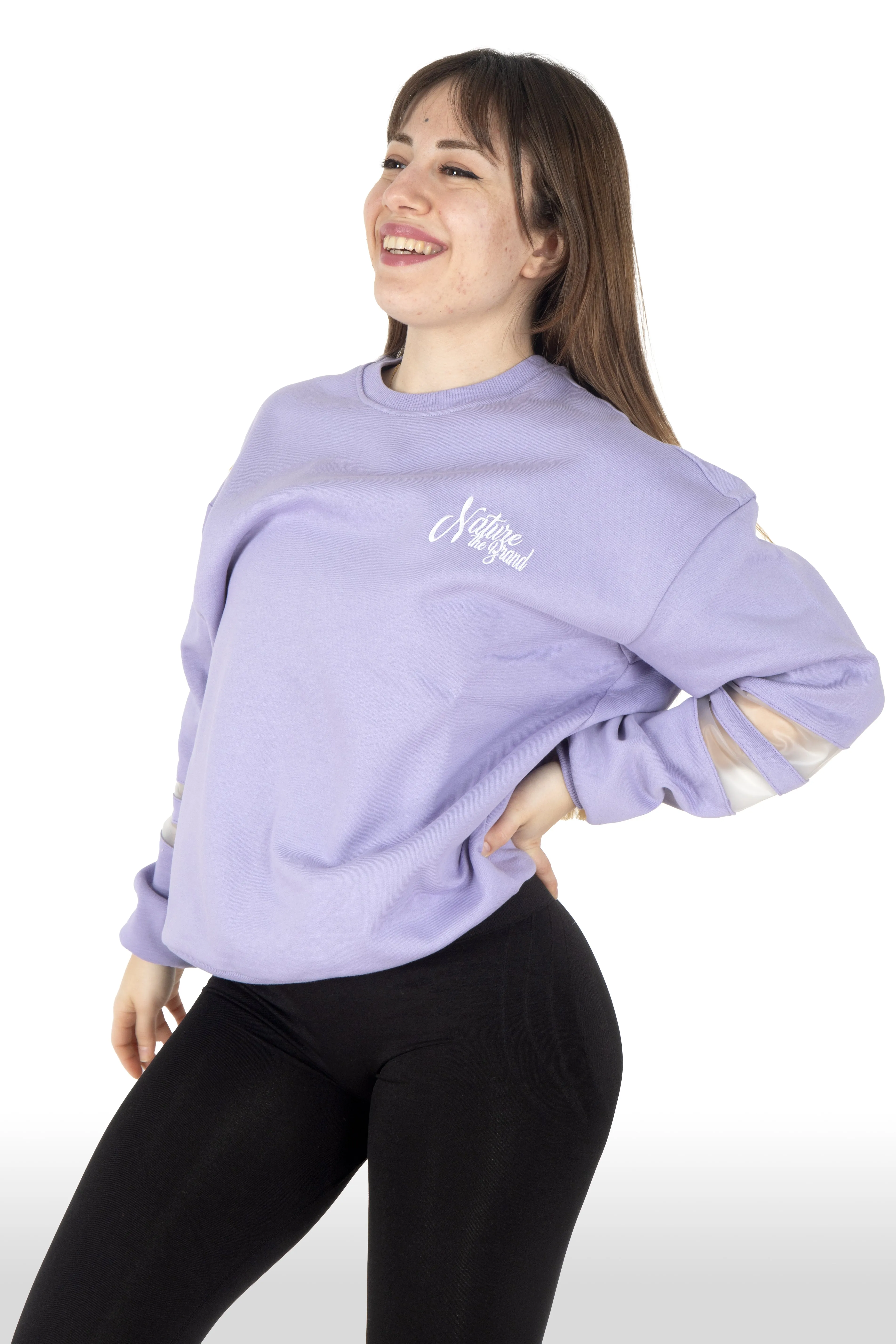 NTB Woman PVC Panel Oversize Sweatshirt Lavender