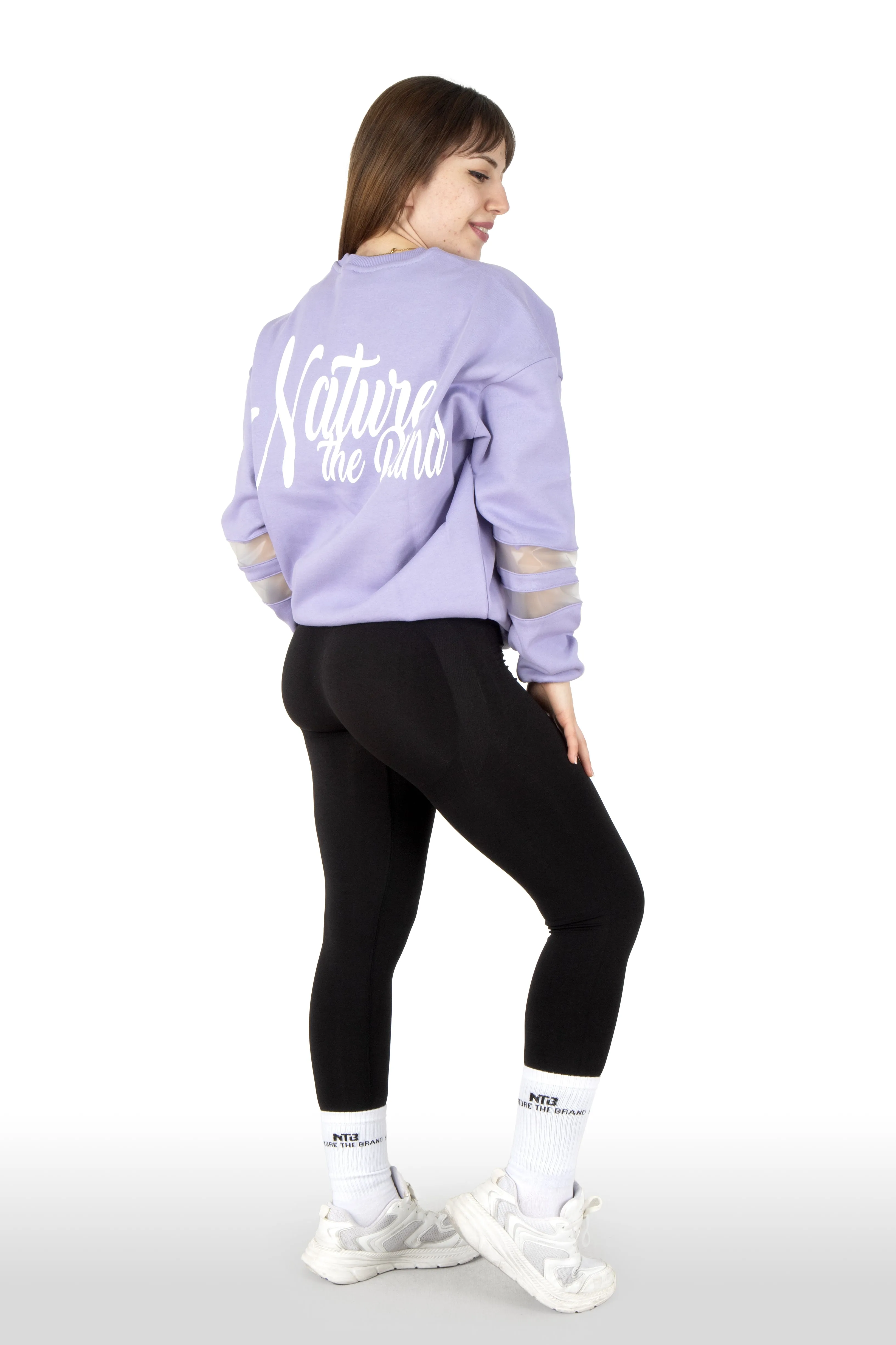 NTB Woman PVC Panel Oversize Sweatshirt Lavender