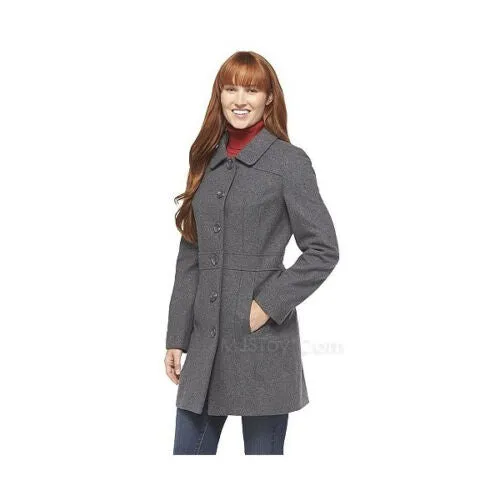 NWT Merona Women's Stylist Long Wool Coat Winter Jacket Gray or Black Size S
