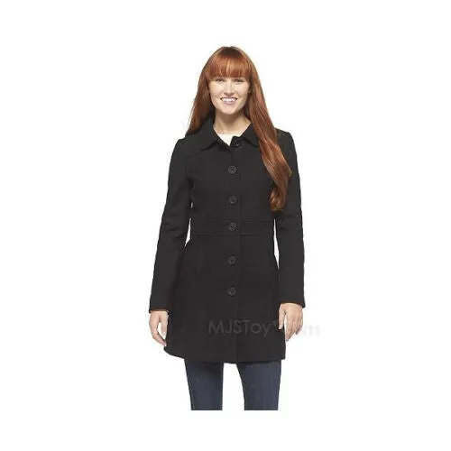 NWT Merona Women's Stylist Long Wool Coat Winter Jacket Gray or Black Size S