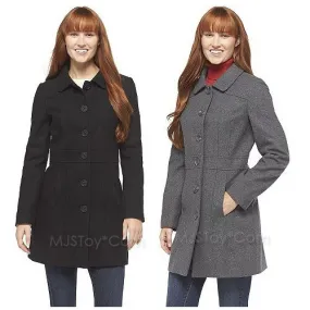 NWT Merona Women's Stylist Long Wool Coat Winter Jacket Gray or Black Size S